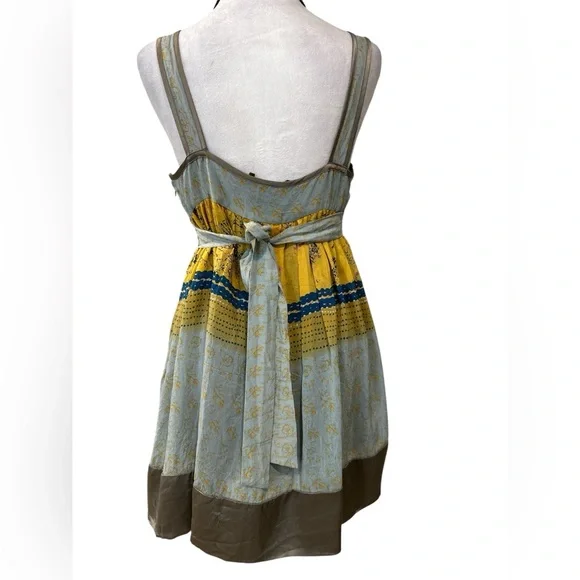 Johnny Was JWLA Boho Maxi Dress Small Rayon Yellow Blue Floral Embroidered - Picture 5 of 8